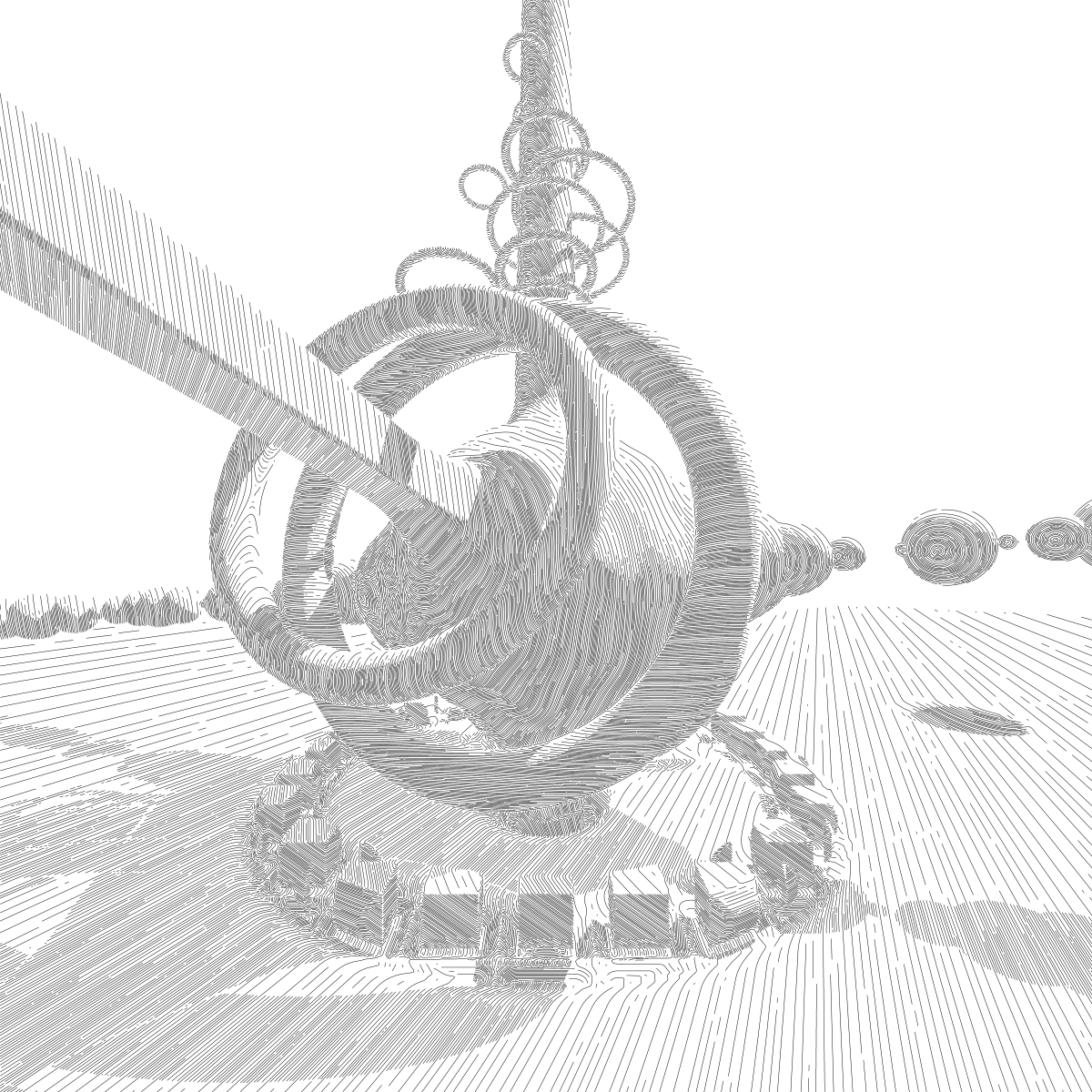 Sculpture scene rendered with HatchForge